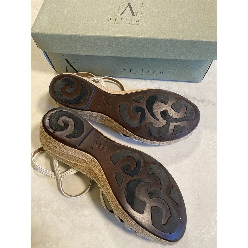 Clark's Artisan White Espadrille Wedge Sandals 10M Summer